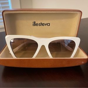 illesteva White Lisbon Sunglasses Brown Lense NBW Case Included RARE